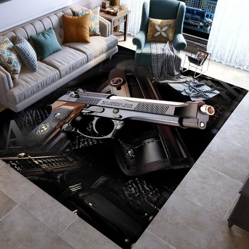Retro Guns Pistol Ammunition Bullet Cartridge AK M4 Rug Carpet for Living Room Bedroom Decor Non-slip for Sofa Doormat Mat