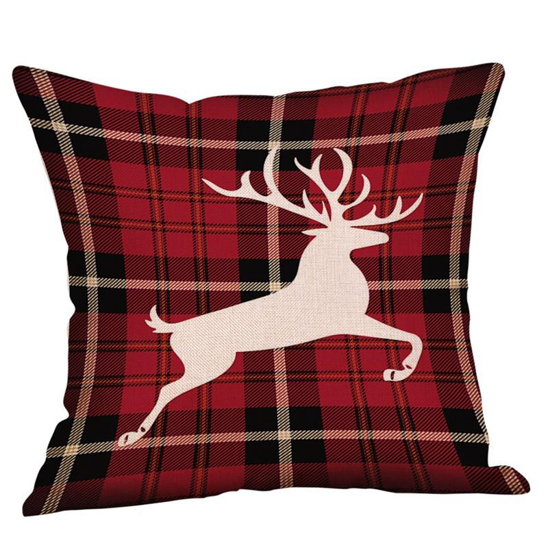 American Christmas Deer Pattern Throw Pillow Cover - Festive Sofa or Car Cushion