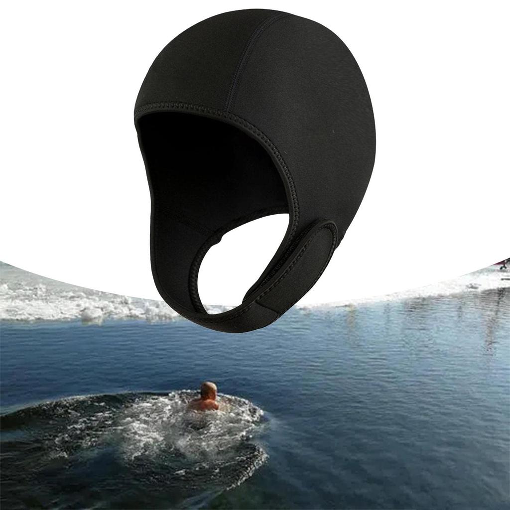 Dickly 2mm Neoprene Wetsuit Hood with Chin Diving Swimming Surfing Cap for Men and and Winter Black Strap, Hood, Cap, Women, Underwater, Snorkeling,