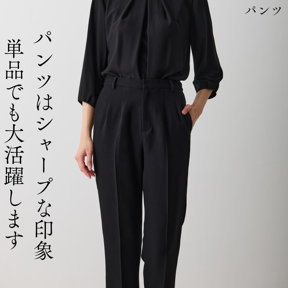 Black Formal Washable Mourning Clothes Pants Suit 3 Piece Set 19 [Monoir] Women's Net-020 No.