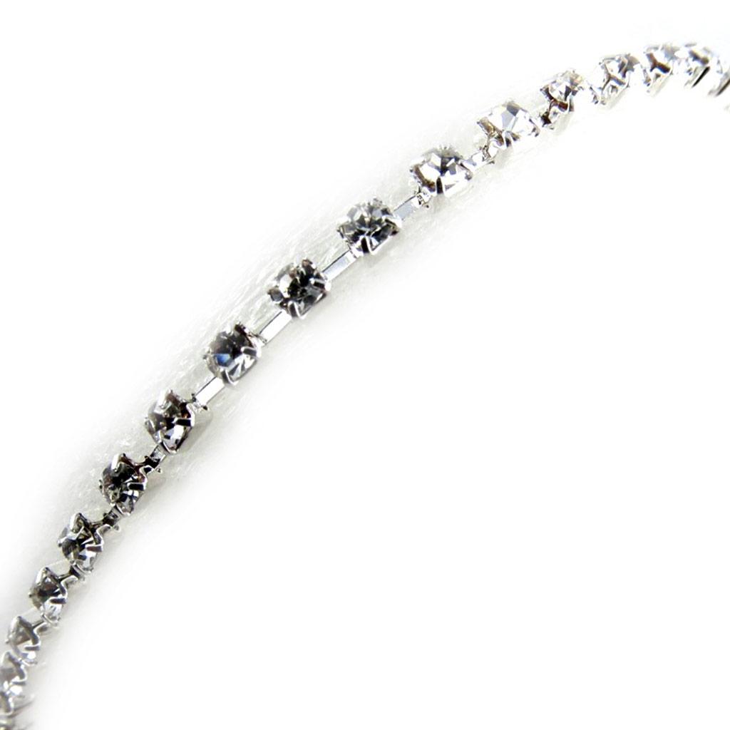 Les Trésors De Lily [K6993] - Náramek 'Sissi' stříbrno-bílý - 22 cm - 3 mm (Křišťálová řeka)