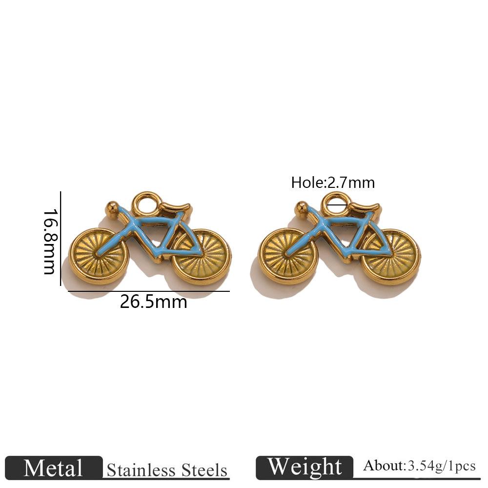 Yori 2Pcs Stainless Steel 18K Gold Plated Bicycle for DIY Accessories Making Supplies Necklace Bracelet Pendant