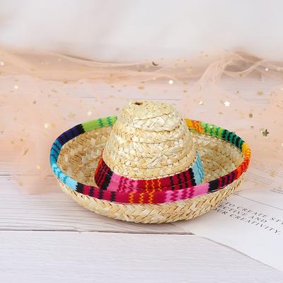 Mini Haustier Hunde Strohhut Sombrero Katze Sonnenhut Strandparty Strohhüte Hundehut