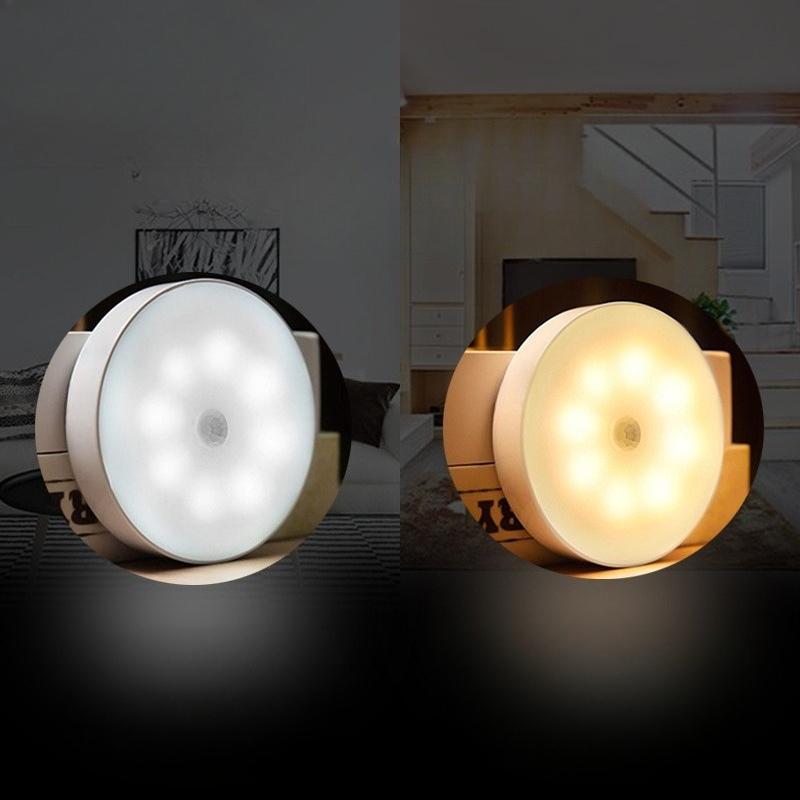New 1pc Button Style Night Light - Wireless LED Detector Lamp for Bedroom, Staircase, Closet, and Room Decor-
