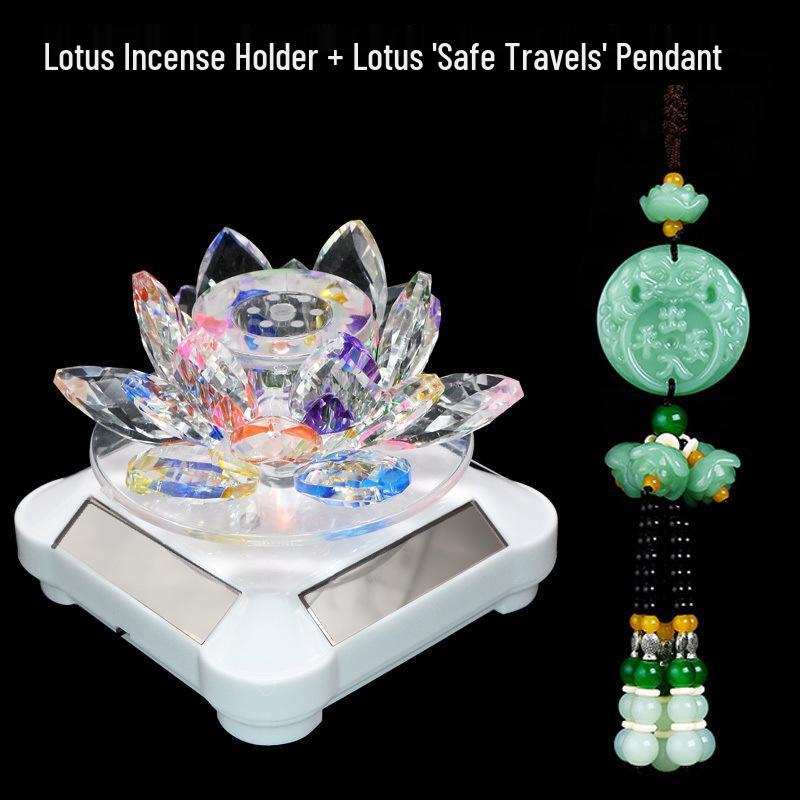 Rotating Crystal Lotus Solar Car Air Freshener & Aromatherapy Ornament