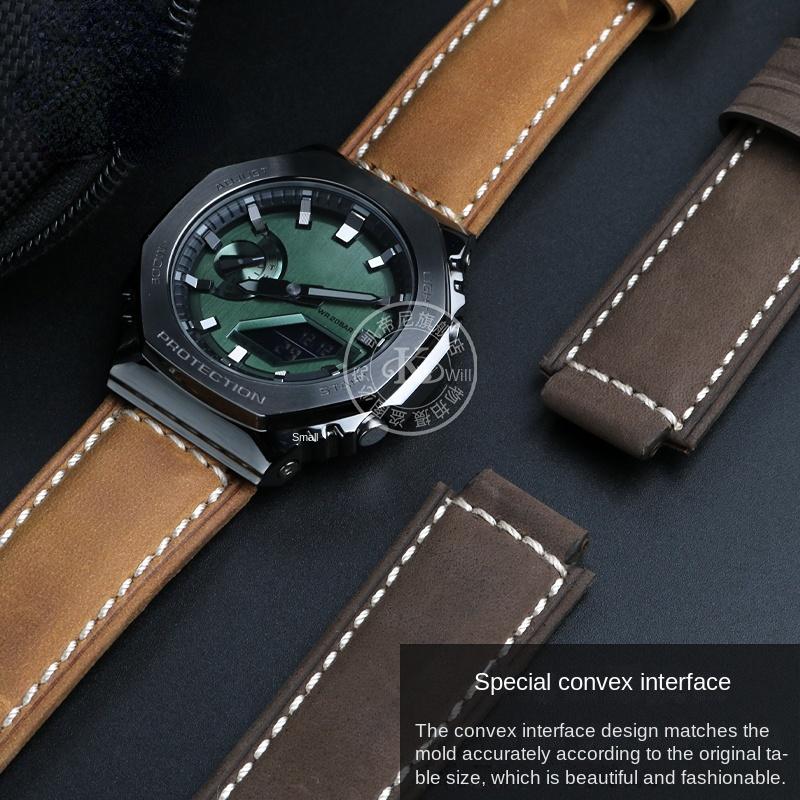 For Casio AP Farmhouse oak Watchband GA-2100 GM-2100 Modified frosted vintage leather watch strap 16m men Wrist band accessories