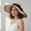 Oversize Straw Sun Hat Bowknot Ribbon Sun Protection Hat Fashion Weave Sun Cap  Seaside