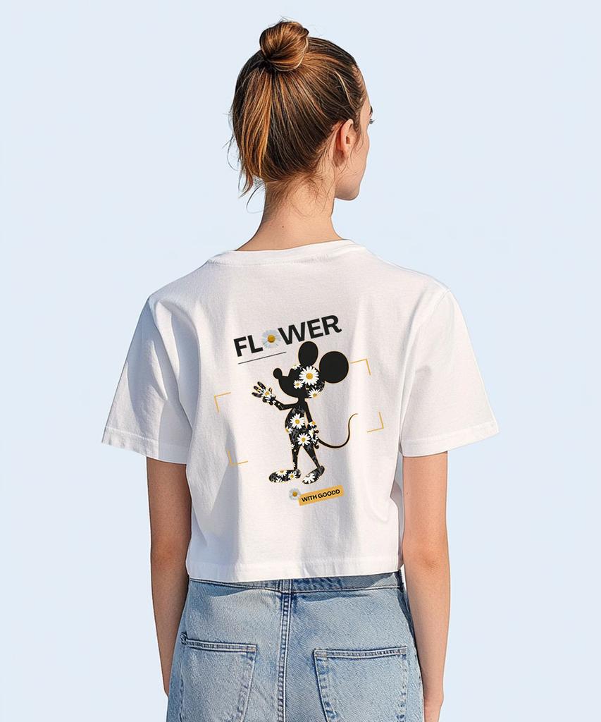 ONEHUNDREDPERCENT FOR WOMAN Ohpxgoodd Bflower Mouse Women'S Crop Short Sleeve Tee