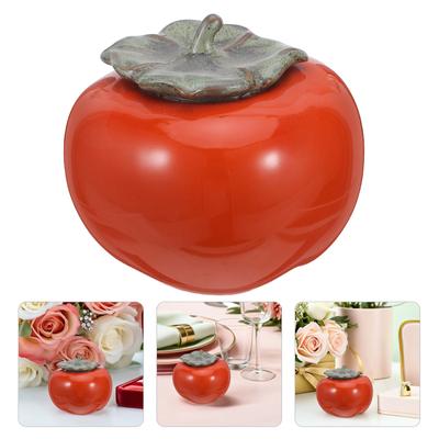 Handcrafted Ceramic Persimmon Shaped Tea Canister Airtight Storage Jar for Tea Coffee Snacks Home Store Decoration Wedding