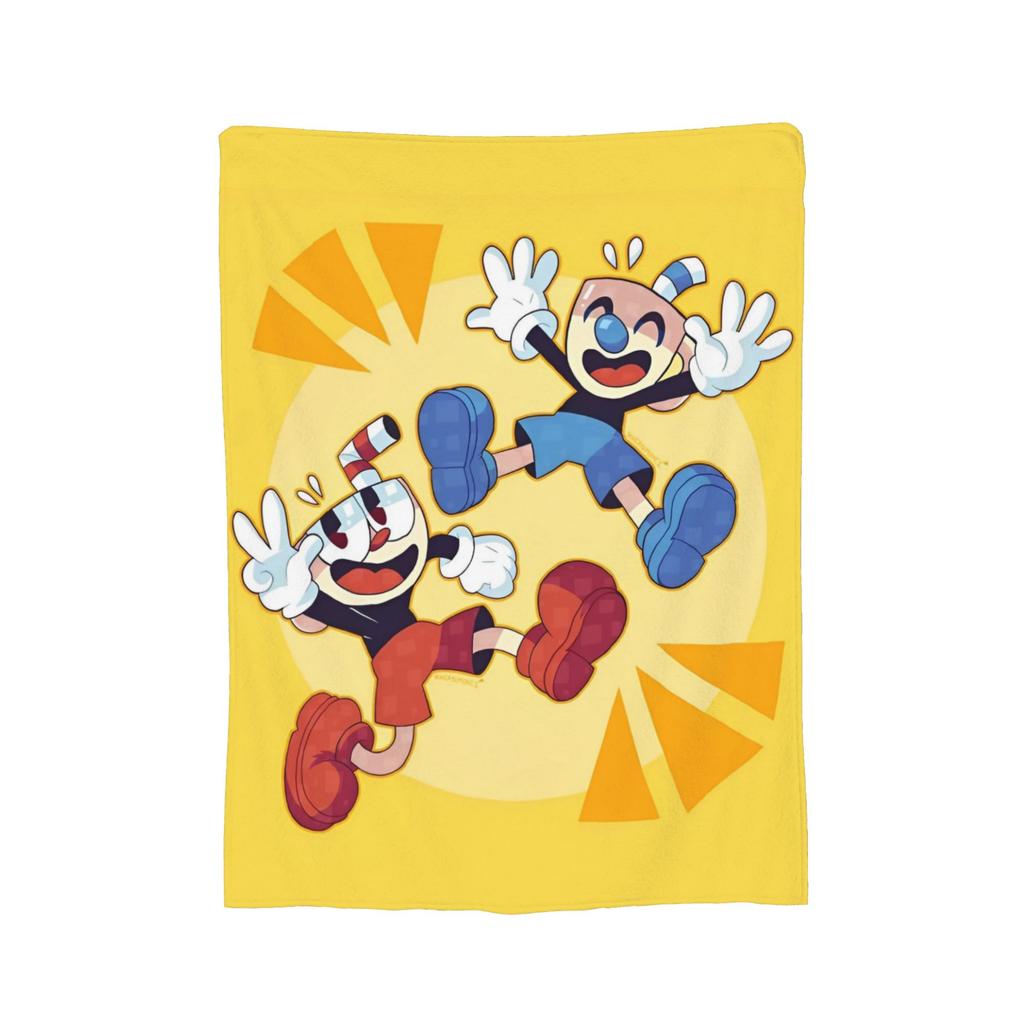 Cupheads And Mugman Blankets Flannel Game Lightweight Thin Throw Blankets for Bed Bedroom Quilt