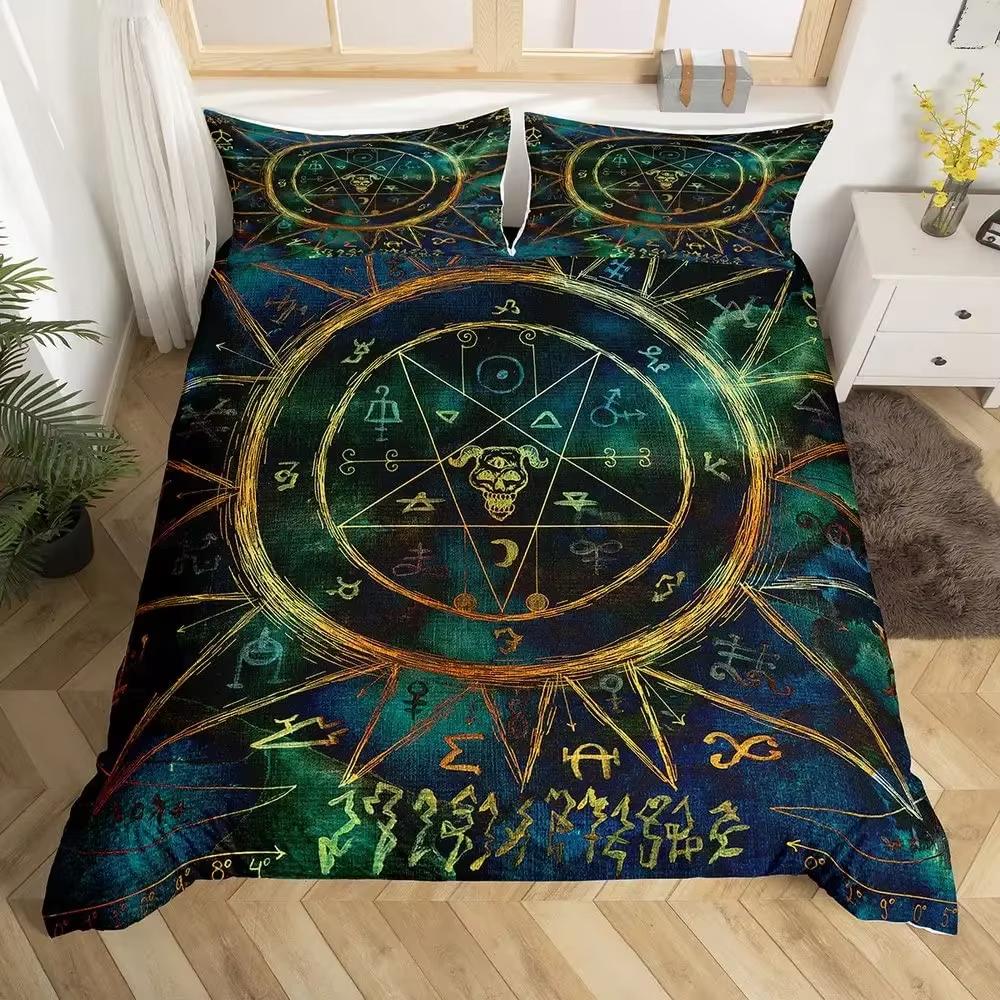 Sun and Moon Duvet Cover Set Twelve Constellations Bedding Set Boys Girls Astrology Comforter Covers Queen Quilt Covers 2/3 Pcs