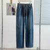 Autumn Plus Size High Waist Slimming Straight-Leg Jeans for Women