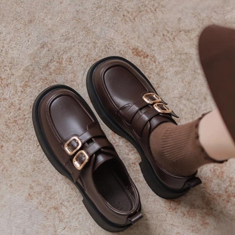 Fashion Women's Loafers 2025 Spring New Black Leather Shoes Platform British Style Sneakers for Women Trendy Casual Womens Shoes Zapatos