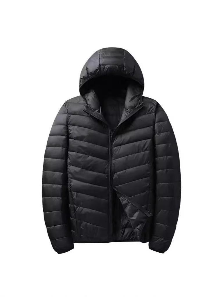 NASA Men's Lightweight Hooded Down Jacket - Winter Fashion, Short, Simple, Packable, Versatile