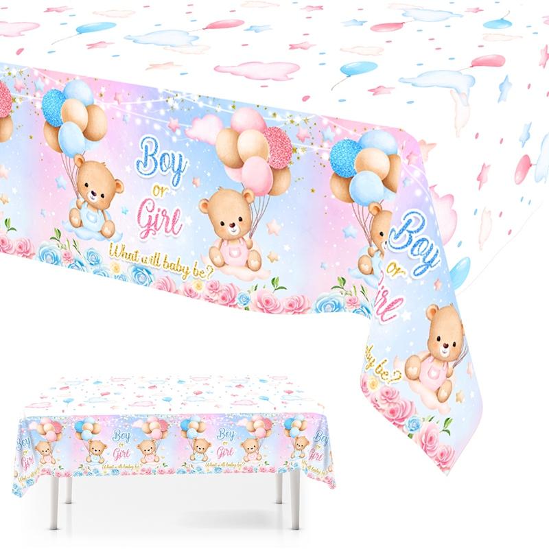 Gender Reveal Party Plastic Tablecloth Boy or Girl Baby Shower Decor Newborn Table Cover He Or She Gender Reveal Party Supplies