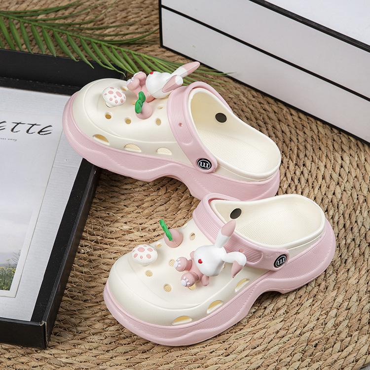 Thick-soled EVA hole shoes women's summer outer wear muffin bottom bag head half drag non-slip fashion heightening beach cool slippers