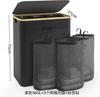 For 160 Liters 3-grid Classification Laundry Basket Dirty Laundry Basket Oxford Cloth Bamboo Magic Inner Bag Dirty Laundry Baske