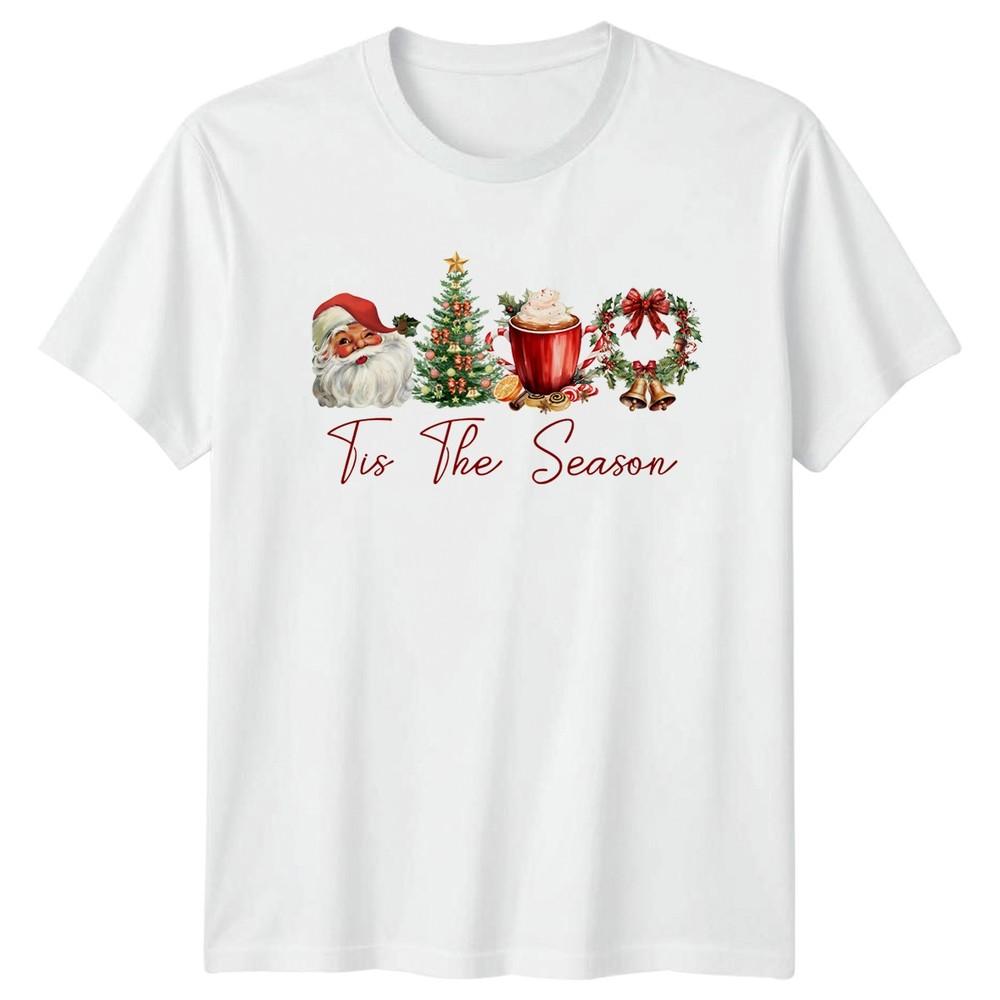 Tis The Season Christmas Holiday Santa Hot Chocolate Unisexs Unisexs Graphic Tee S