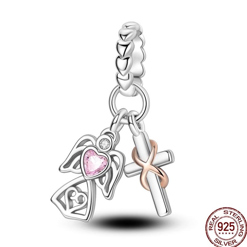 Copper Cross Bible Blessing Charms Celtic Knot Star Valknut Bead Fit Original Bracelet For Women Fine Jewelry Gift