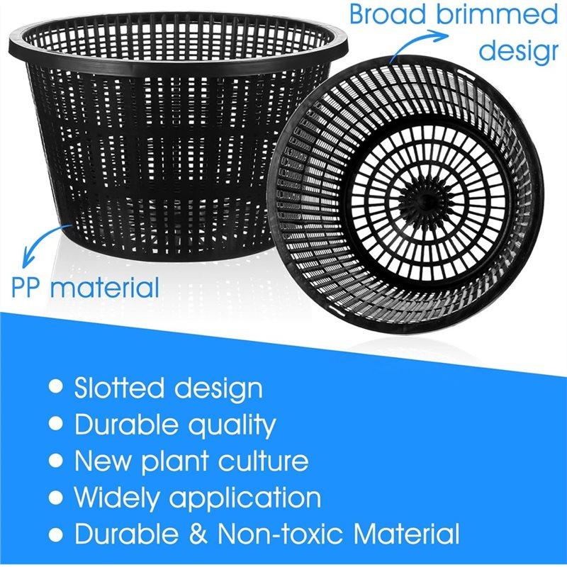 HHO-Schwarze Kunststoff-Hydroponik-Körbe 6 Stück Wasser-Garten-Netztopf Zum Pflanzen Hydroponische Töpfe Geschlitzter Teichkorb