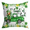 St. Patrick's Day Peach Skin Velvet Pillowcase, Green Four-leaf Clover Printed Sofa Pillow Cushion