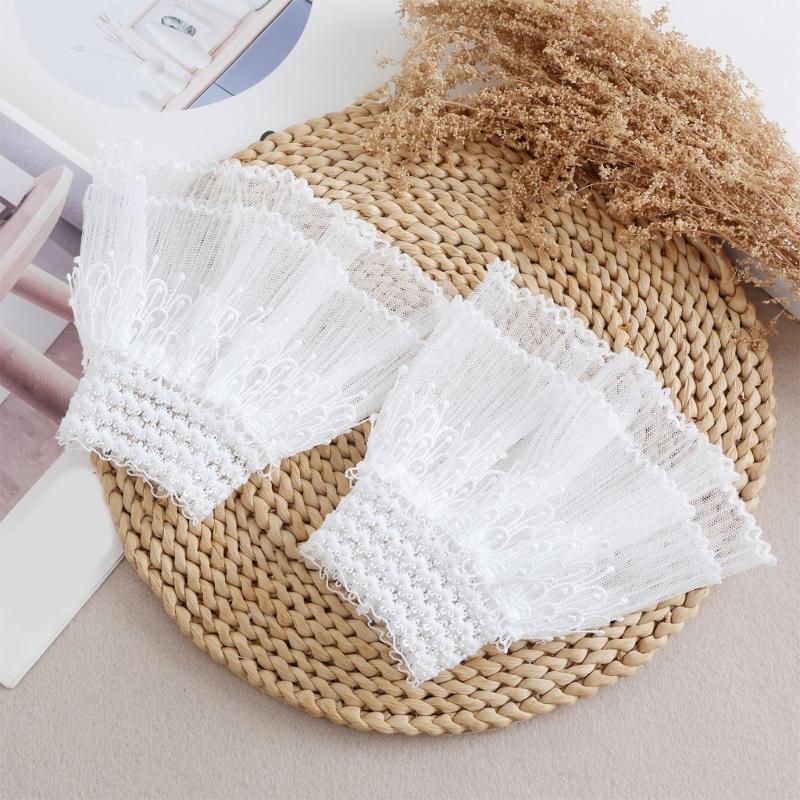 Embroidery Lace Flower Arm Sleeves Comfortable Armwear Wrist Cuffs Decorative Sleeves for Women Casual Formal Occasion