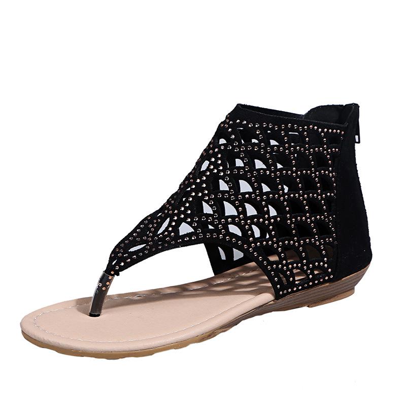 2021 Summer Women s Casual Hollow Open Toe Backless Flat Sandals 35