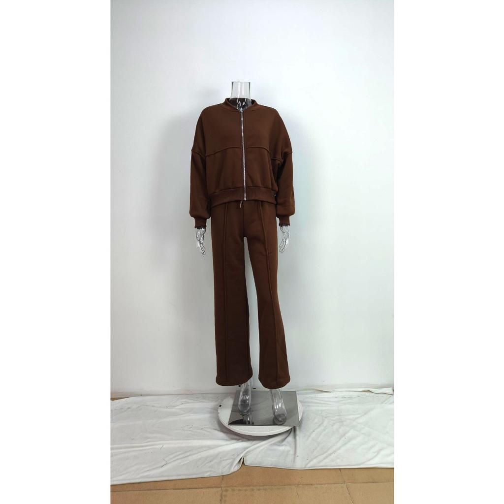 Women's Spring Suit Temperament Casual Solid Color Loose Lace Up Sweatshirt Sports Suit