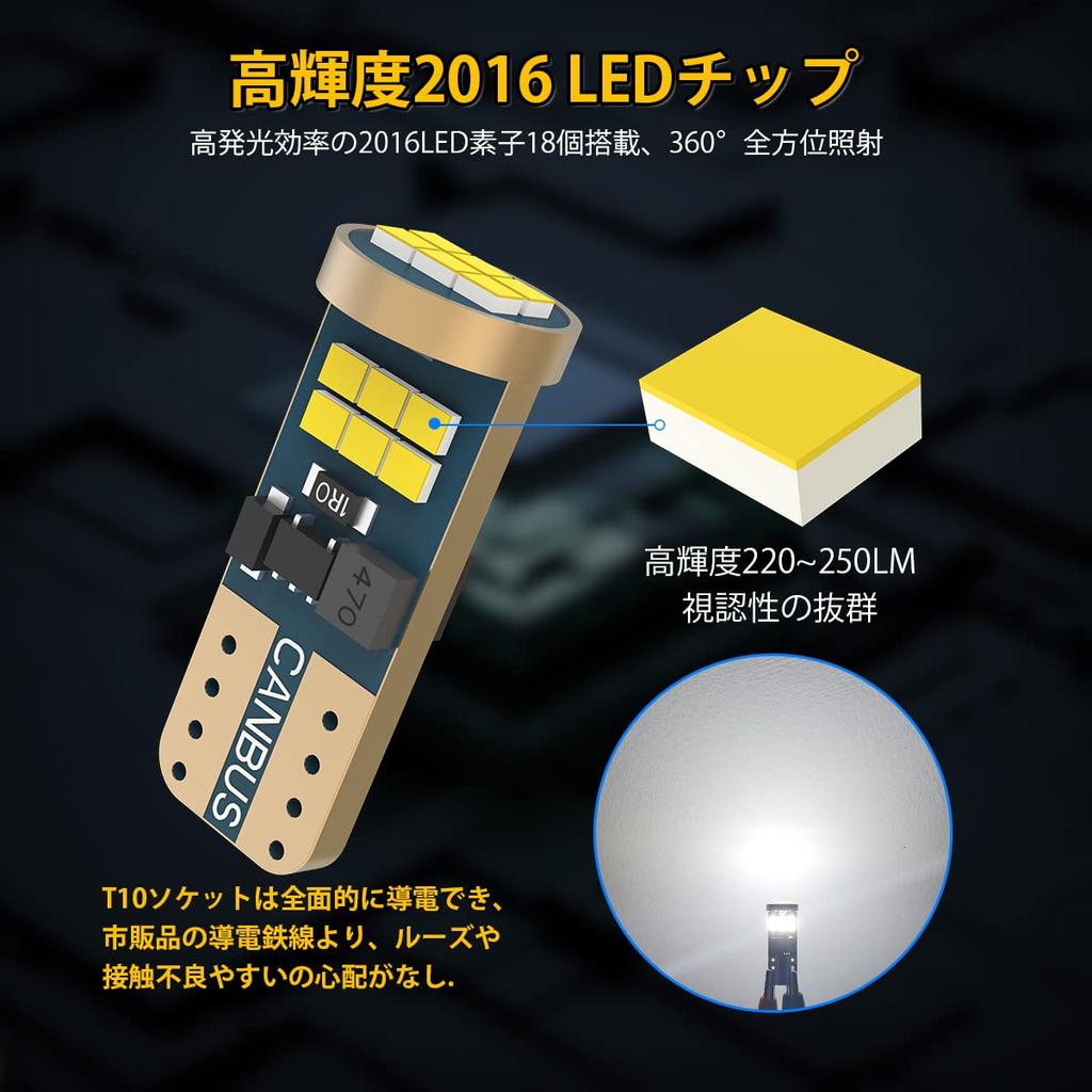 T10 LED, White, Explosive Light, Built-in Canceller, Position Lamp, Number Light, Room Lamp, Heavy