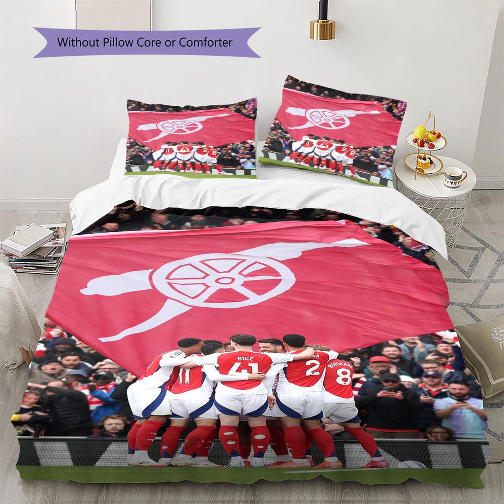 Arsenal Players Pattern Bedding Home Decoration Birthday Gift ( 1 Duvet Cover + 2 Pillowcase, Without Core),fan Merchandise.