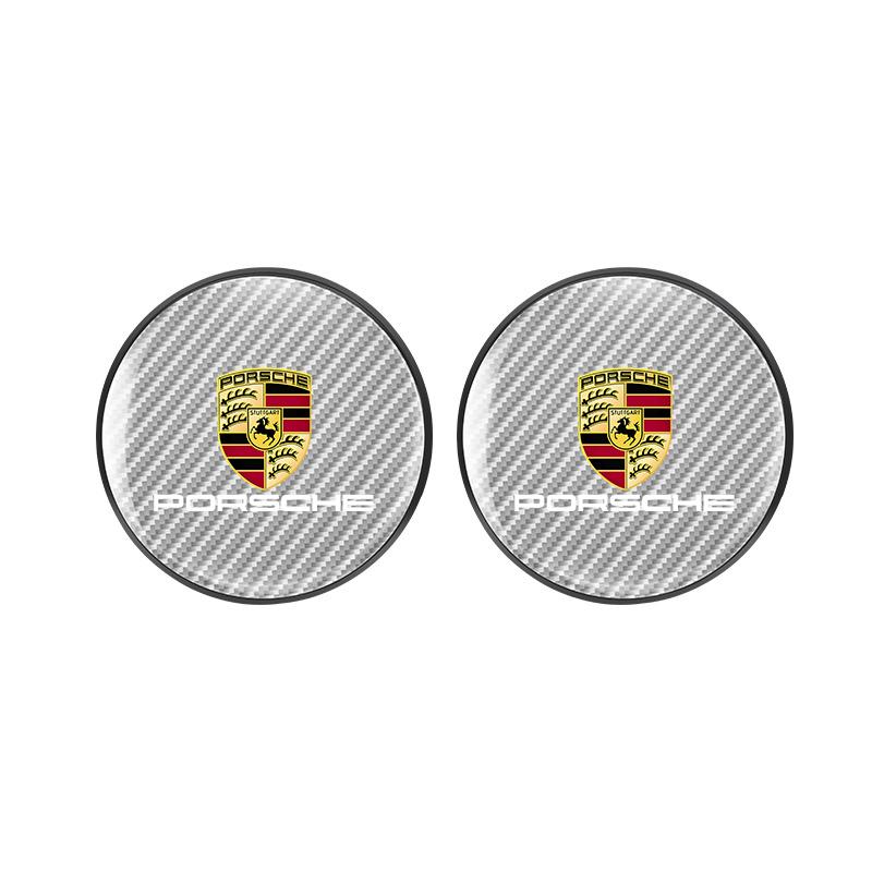 2 Stuks Auto Emblemen Bekerhouder Mat Onderzetter Leer Accessoires Voor Porsche Cayenne Panamera Macan 911 718 Taycan Boxster Cayman 918