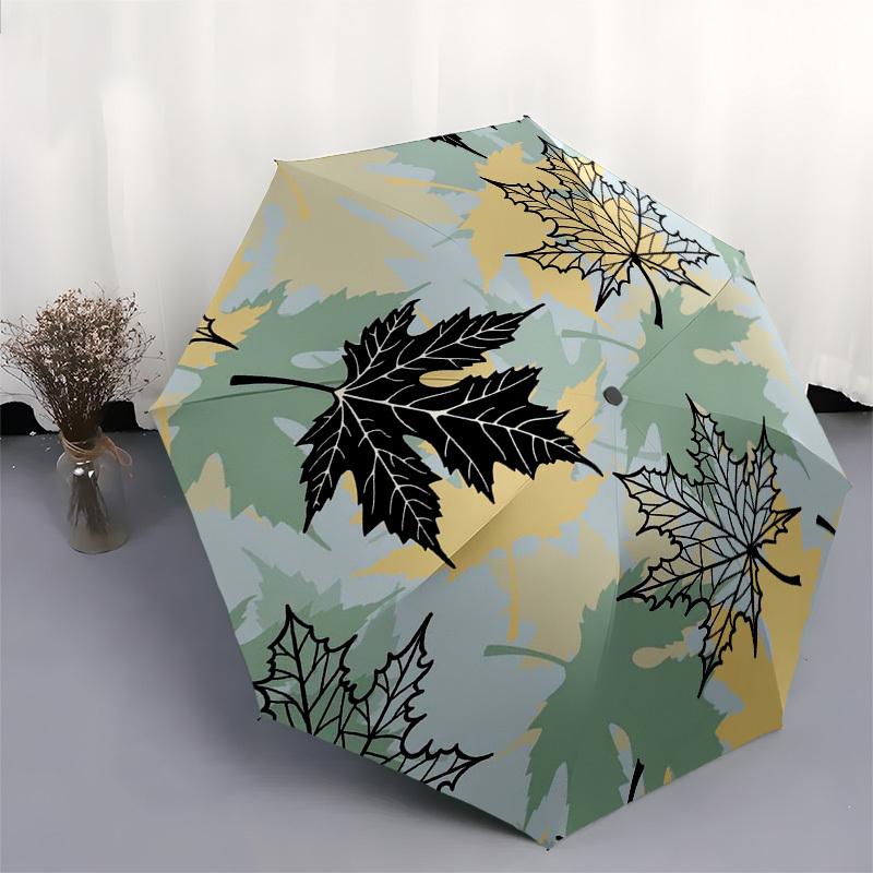1pc Autumn Leaves Pattern Umbrella with Plastic Handle,Compact & Stylish,Suitable for All Seasons ptys26040