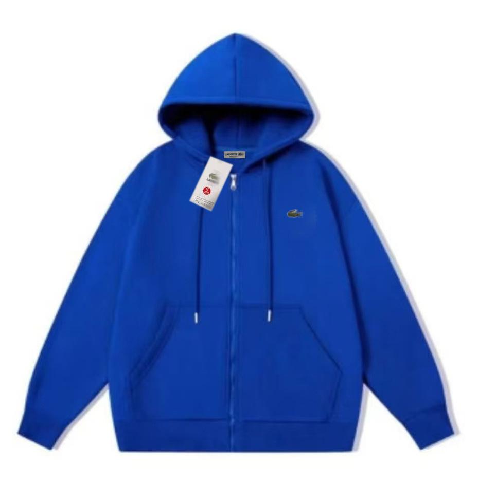 Men's Autumn/Winter Embroidered Crocodile Hoodie - New Style Loose Fit Zip-Up Cardigan with Hood, Long Sleeves, and Plain Color Design.