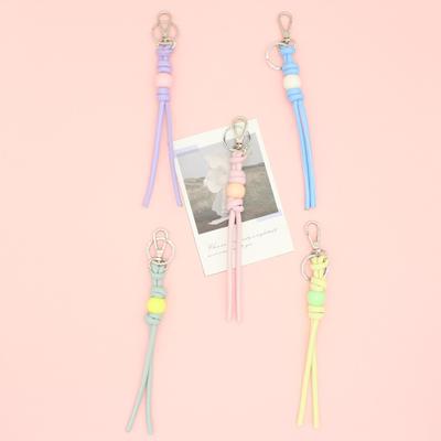 Stylish DIY Leather Woven Keychain Wrist Strap - Creative Pendant for Car or Bag