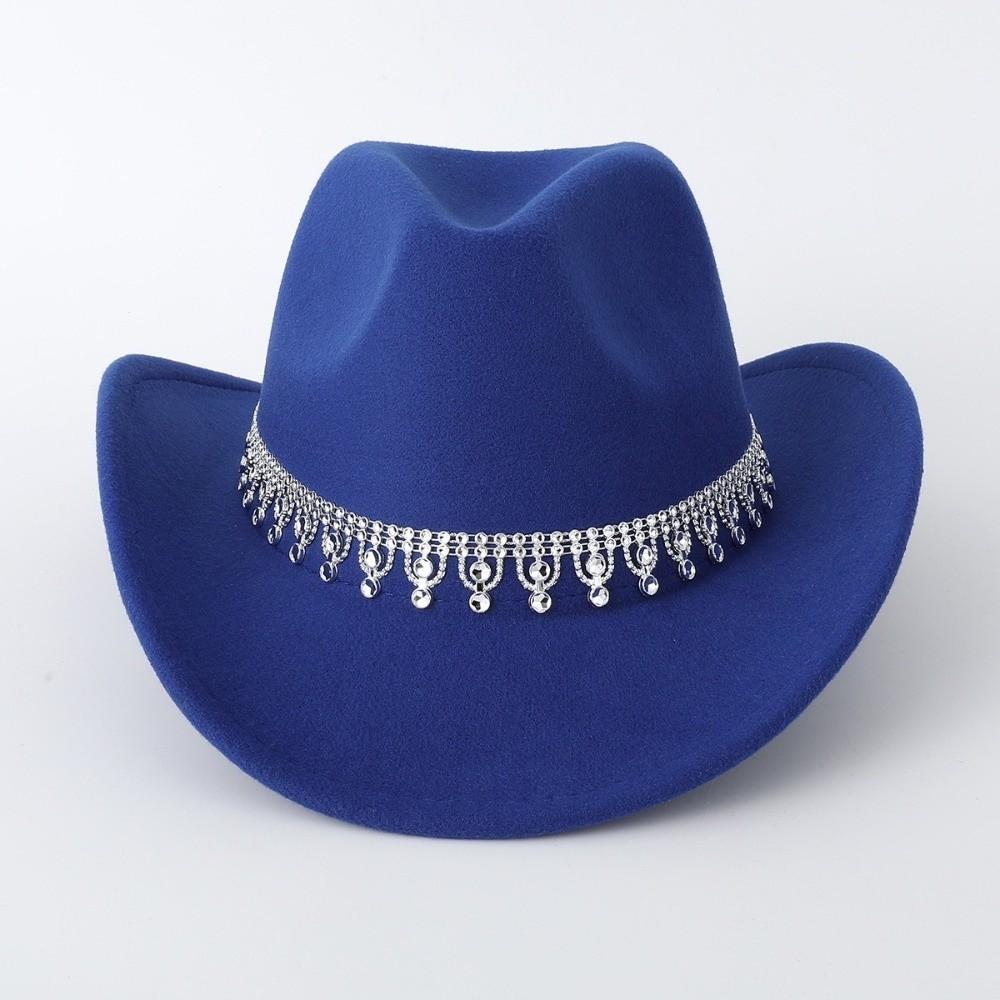 Sparkling Felt Fedora Hat Rhinestone Decoration Top Hat Elegant Western Cowboy Hat Party