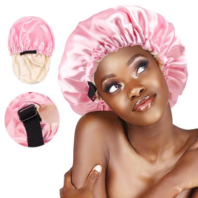 Double Layer Color Ding Sleeping Cap Invisible Adjustable Buckle Solid Color Double-sided Wearable Shower Cap Elastic Hair Cap