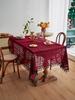 Red Christma Tablecloth Kitchen Vintage Diamond Tablecloths for Rectangle Tables or Party Banquet Dining Wedding Decorations