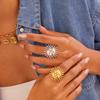 GEMCHIC Women's Geometric Titanium Steel Open Ring Fashion Ins Sun Ring Non-Fading Hand Jewelry