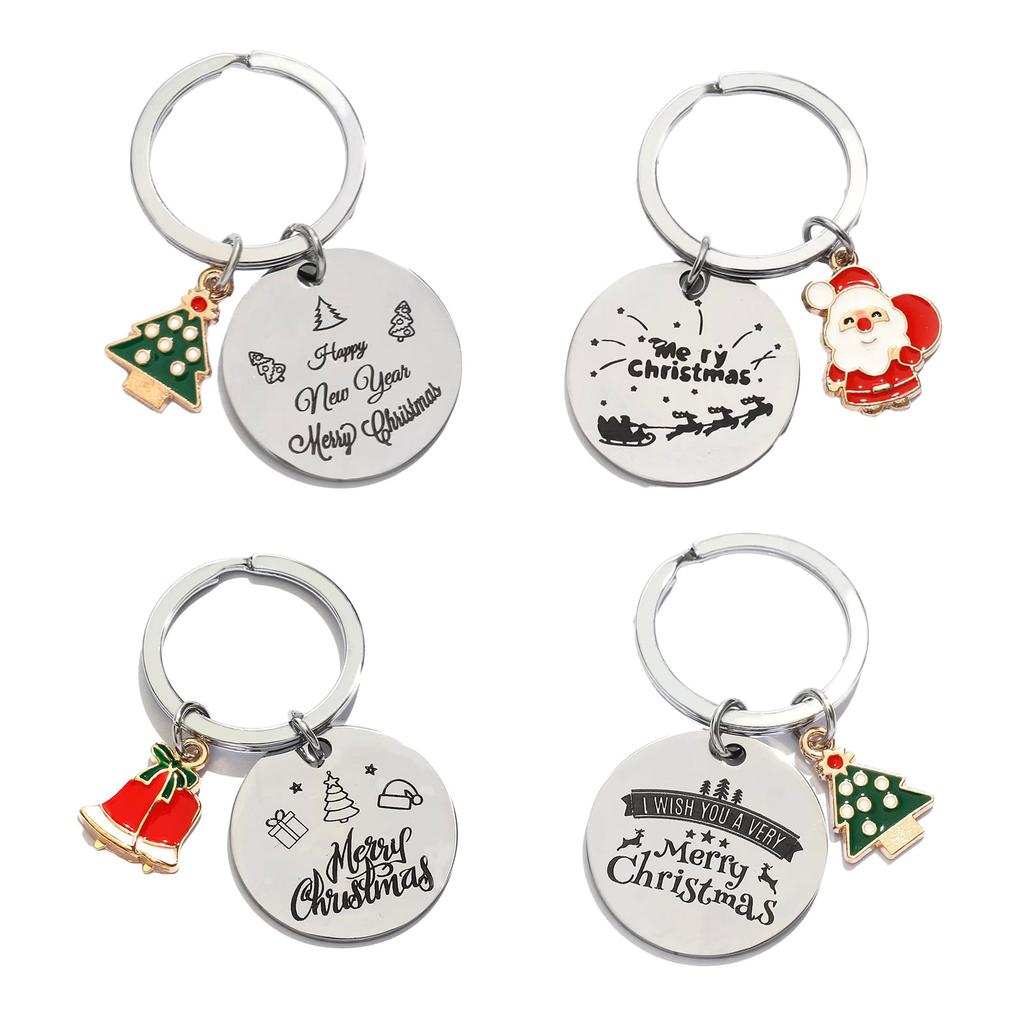 Świąteczny brelok z kółkiem na klucze Noworoczny świąteczny wisiorek Prezent Materiał ze stali nierdzewnej Prezent świąteczny