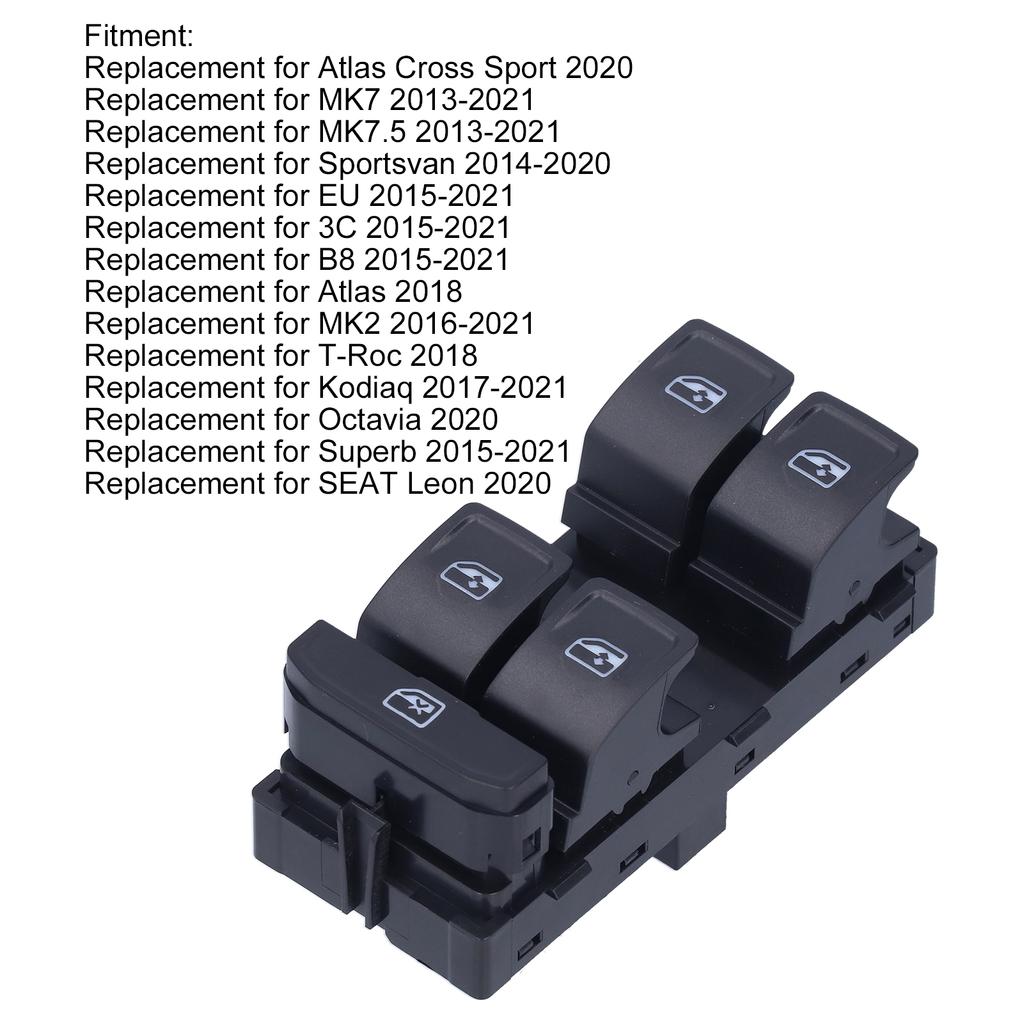 5G0959857 5G0 959 857 D Door Window Master Control Switch 5G0 959 857 D Black Replacement for SEAT Leon 2020 Power Window Switch