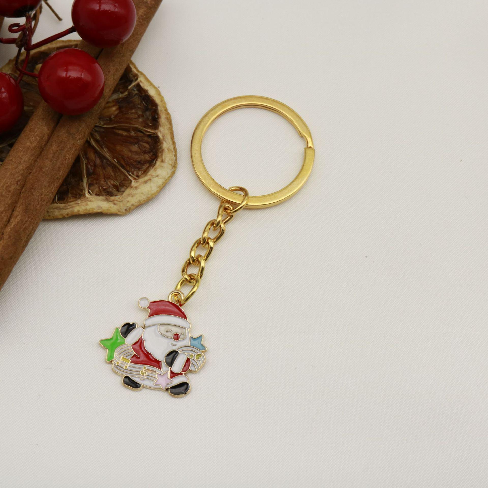 Christmas Series Keychain Set: Cartoon Santa Claus & Christmas Tree Ornaments