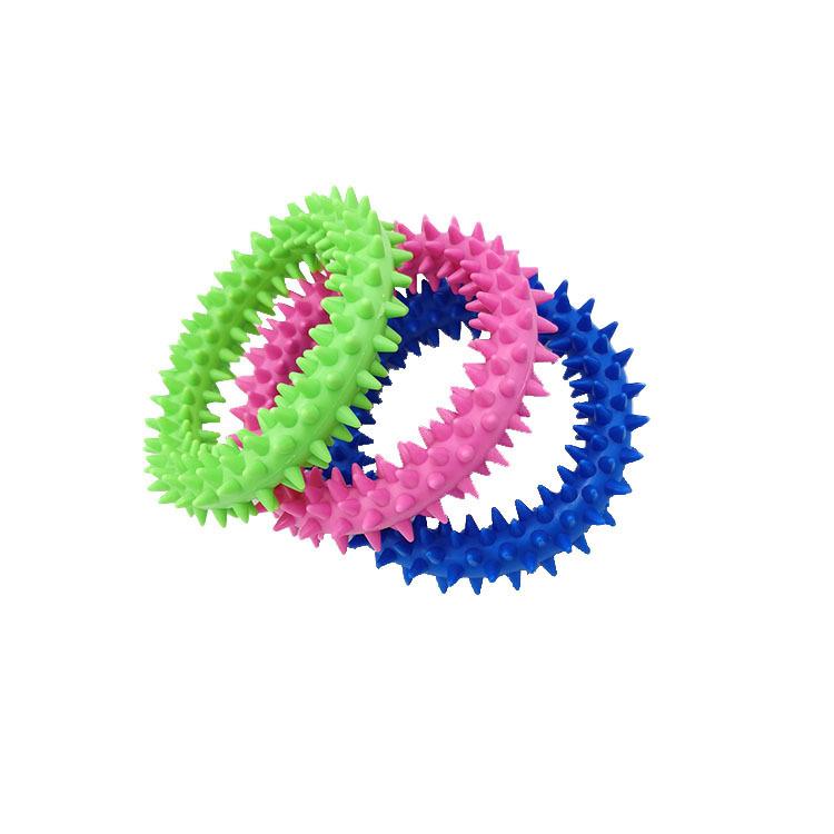 Soft Glue Dog Teething Toy Spiked Circle Teddy Teething Pet Toy