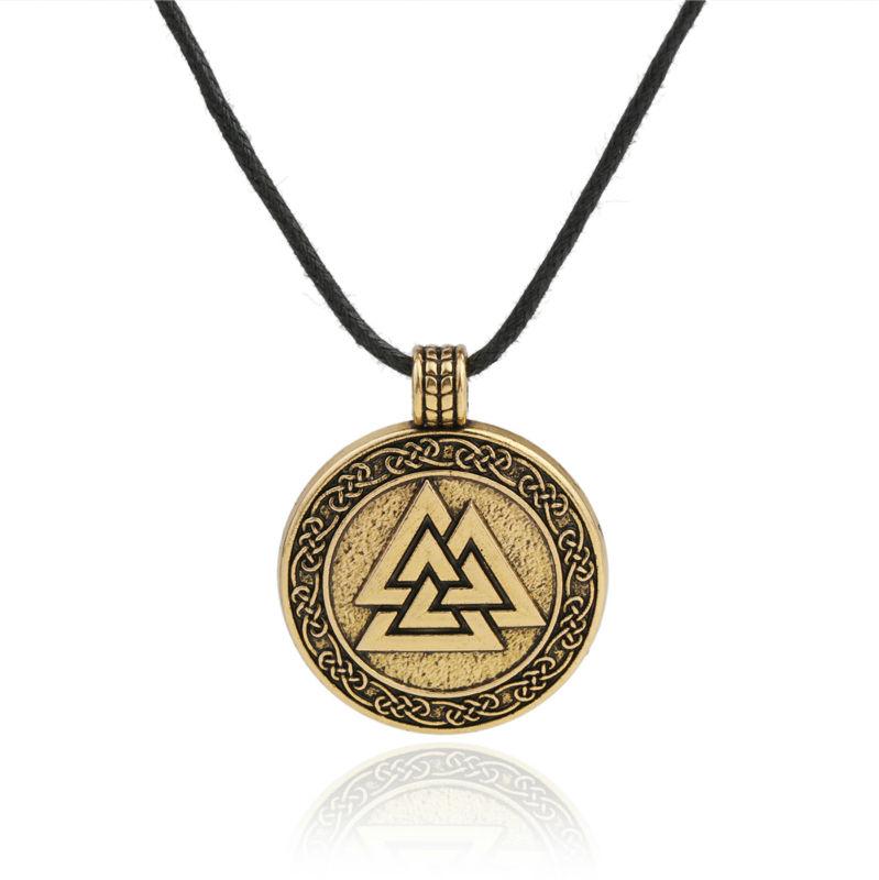 Teamer Viking Necklace for Men Norse Runes Pendant Valknut Odin Symbol Scandinavian Amulet Warrior Jewelry