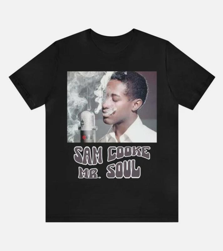 Vintage Sam Cooke MrSoul Heavy Cotton Black Full Size Unisex Shirt Unisex T-Shirt XL