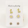 Silver Needle Delicate Premium 3-piece Set Small Stud Earrings Giraffe Flower Snowflake Three Pairs of Stud Earrings