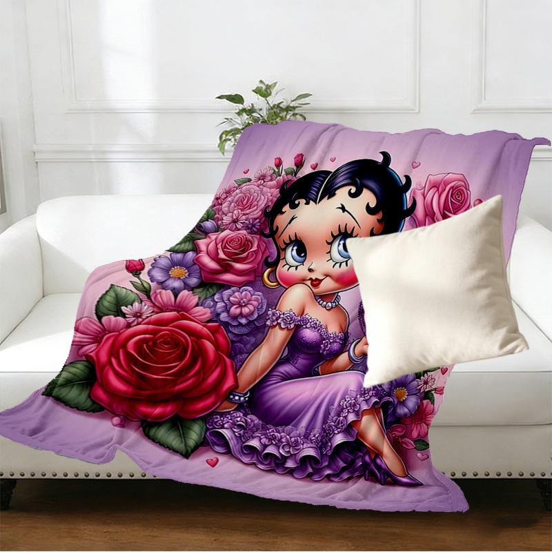 Betty Boop Print Blanket - Soft & Comfortable, for Bedroom, Travel, Sofa, Home Decoration - Birthday Christmas Gift for Friend