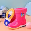 Children's Cartoon Mid-Calf Non-Slip Waterproof Rain Boots, Comfortable with Cotton Lining for School Wear