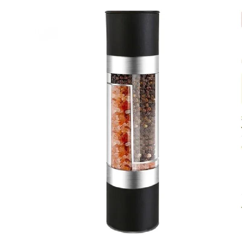 

2025 New 2 In 1 Stainless Steel Salt And Pepper Grinder Set Double Head Salt And Pepper Grinder Manual Salt And Pepper Mill Grin чорний