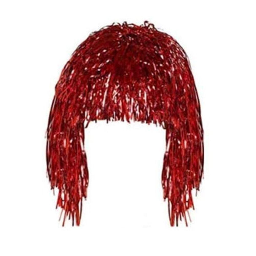 New Metal Party Wigs Hair Shiny Costume Aluminum Foil Cosplay Dance Hairpiece Plastic Decor Wigs Hair