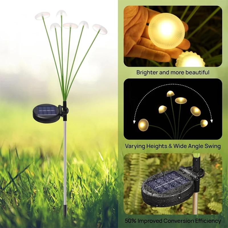 1/3/5 stk 6LED Sopplys Manetlampe Utendørs Vanntett Solcelle Hagebelysning for Villa Hage Gårdsplass Park Dekorlampe